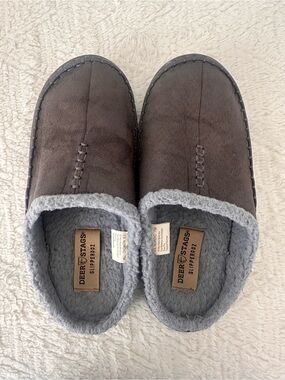 Deer stag slippers indoor outdoor footwear wide width fur lined 7